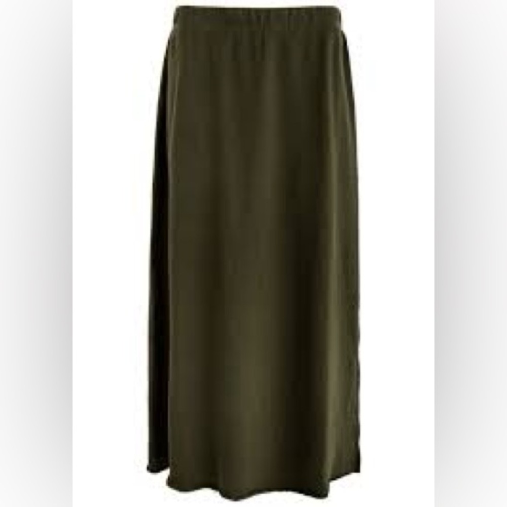Eileen Fisher Skirt Womens Small Wool Blend Maxi Dark Olive Green Italian Yarn